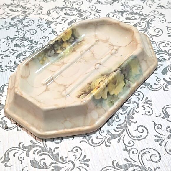 Vintage 80s Farmhouse Shabby 3 Lot Athens USA Soap Bathroom Dish - Picture 7 of 13